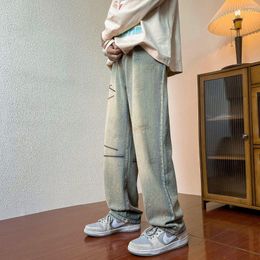 Men's Jeans Men Wide Leg Denim Pants Loose Straight Baggy Male Hip Hop Streetwear Skateboard Neutral Trousers Cargo C56