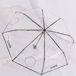 Designer Transparent Umbrellas Female Letter Pattern Folding Full-automatic Umbrella237d