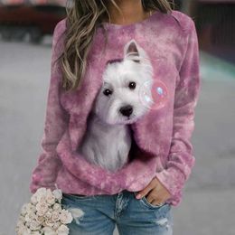 2023 popular 3D round neck sweater for cute women with hook dog and straight hair