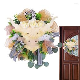 Decorative Flowers Cow Door Hanger Cattle Wreaths For Front Flower All Seasons Outdoor Indoors Garland Wall Window