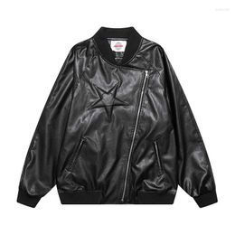 Men's Jackets Vintage Oversized Hip Hop Pu Leather Coats Men Harakuju Autumn Outwear Black