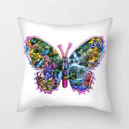 Cushion/Decorative Butterfly Cushion Cover Sofa Chair Animal Flower Case Home Decor Painted Hugging Case