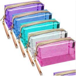 Storage Baskets Transparent Pvc Cosmetic Bag Women Travel Makeup Bags Waterproof Clear Make Up Pouch Beauty Wash Organiser Bath Toilet Ot0Dz