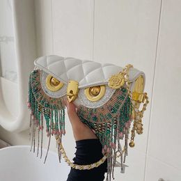 High Quality Women's Bag Fashion Owl Purses and Handbags Chain One Shoulder Messenger Bag Luxury Designer Tassel Bags for Women