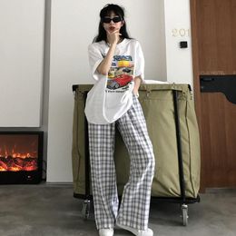 Pants Pama Sets Women Soft Sleepwear Letter Print Round Neck Korean Style Fashion Cute Chic Student Loose Leisure Home Clothing Ins