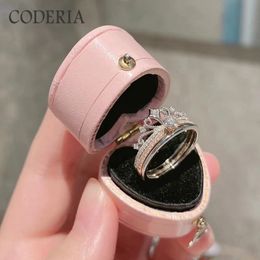 Wedding Rings Stacked Crown Diamond Women Sterling Silver Double Layer Two in One Combination Rose Gold 0.3CT Ring 230726