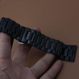 High Quality Watch Bracelet Watchband 22mm 24mm 26mm 28mm 30mm Black Stainless Steel Watch Band New Watch Straps Butterfly buckle 258a