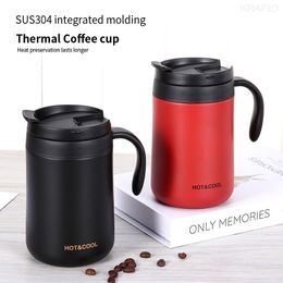 Sublimation drinking water bottle stainless steel coffee mug with handle for office business thermos cup