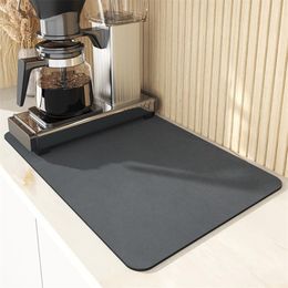 Super Absorbent Coffee Dish Large Kitchen Absorbent Draining Mat Drying Mat Quick Dry Bathroom Drain Pad ss0129188P