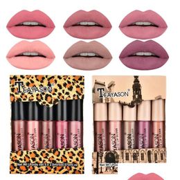 Other Health Beauty Items Teayason 5Pcs Nude Matte Liquid Lipstick Set Y Red Veet Lip Gloss Waterproof Long Lasting Makeup Lips Tint Dhfmn