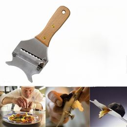 Cheese Tools Stainless Steel Truffle Slicer Beech Wood Handle Cheese Grater Dessert Kitchen Tool Tools Chocolate Shaver Cake Knife Q354