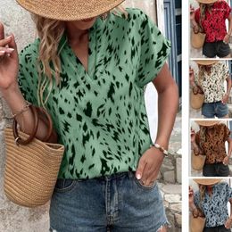 Women's T Shirts Womens Printed Summer Tops Short Sleeve V Neck Loose Fit Casual Fashion Basic Tunic Blouses