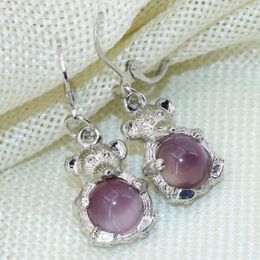 Dangle Earrings Arrival Special Design 15 23mm Purple Beads Silver-color Mouse Shape Drop For Women Fine Jewellery B2667