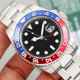 designer men's Watches 40mm gmt Wristwatches automatic mechanical ceramic coke bezel stainless steel strap with folded buckle2052