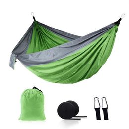 Single Double Hammock Adult Outdoor Backpacking Travel Survival Hunting Sleeping Bed Portable With 2 Straps 2 Carabiner2635244G