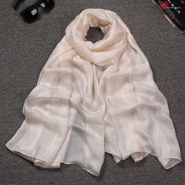 Scarves Korean Linen Long Sunscreen Beach Towel Shawl Pure Colour Pearl Light Breathable Travel Soft Thin Fashion Ride Women's Scarf C41