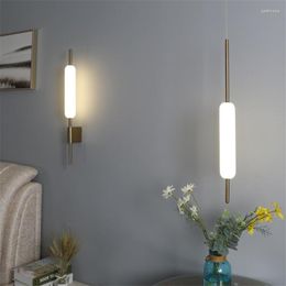 Wall Lamps Nordic Gold Long Glass Bedside Luxury Bedroom Corridor Study Room Living Deco Sconces Lights Home Fixtures