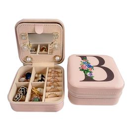 Jewellery Boxes Mirror Box Organiser Display Travel Zipper Case Pu Leather Letter Portable Earrings Necklace Ring Packaging Drop Deliver Ot6Jf
