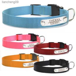 Personalized Nylon Dog Collar ID Tag Personalized Pet Cat Engraving Customized Stainless Steel Accessories Anti-lost Large Dog L230620