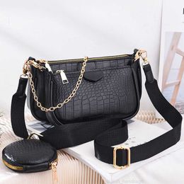 Crocodile Leather Crossbody Bags for Women 3 in 1 Luxury Handbag and Purse 2021 New Fashion Large Capacity Vintage Shoulder Bag