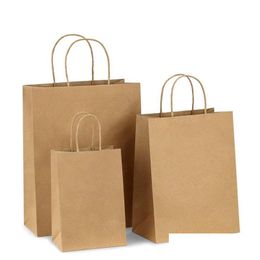 Packing Bags Kraft Brown Paper Recycled Gift Shop Bag For Baking Portable Tote Drop Delivery Office School Business Industrial Otnmv