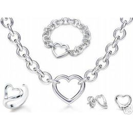 Designer Jewellery Heart lock New Jewellery Sets 925 Sterling Silver Bracelet and Necklace Sets Fashion womens Jewellery Sets with box327c