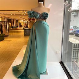 arabic aso ebi luxurious two pieces evening dresses crystals sheath prom dresses high split formal party second reception gowns zj2364