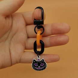 Funny Pumpkin Bat Keychain Exquisite Halloween Enamel Keyring for Women Bag Pendant Headphone Case Charm Couple Jewelry Gift