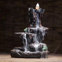 Sculptures Mountains River Waterfall Incense Burner Fountain Backflow Aroma Censer Holder Office Home Unique Crafts