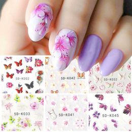 Stickers Decals JP 5D Vivid Relief Carved Adhesive Nail Art Stickers Decals Various Pattern Flowers Lace Pop Design Manicure Nail Art Stickers 230726