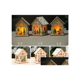 Christmas Decorations New Led Light Wood House Tree For Home Hanging Ornaments Holiday Nice Xmas Gift Drop Delivery Garden Festive Par Dhjwm