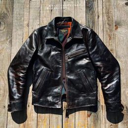 Men's Jackets Tailor Brando Genuine J97 Asian Size Super High Quality Japanese Tea Core Horse Leather Classic 1930S Retro Biker Jacket 230726