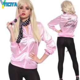 Women's Jackets YICIYA Halloween Pink Lady Jacket Christmas Woman Bomber Versity Long Sleeve American Baseball Vintage Coat Free Scarf 230727