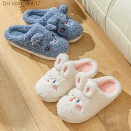 Slippers Cartoon cute rabbit slippers suitable for female indoor couples in autumn and winter warm artificial fur slippers fluffy cotton shoes Z230727