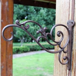 4 Pieces Decorative Wall Hook Wrought Iron Bracket Garden Decorations for Hanging Plants Lantern Birdcage Flower Pots Metal Hanger289u