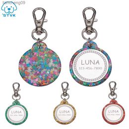 Anti-lost Dog Cat Tags Customized Pets Acrylic ID Tag Personalized Colorful Collar Accessories Pets Name Tag Pet ID Collars Tags L230620