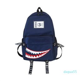 Street trend backpack men's version creative shark fashion schoolbag leisure backpack for high school students