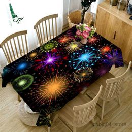 Table Cloth 3D Fashion Colourful Lines Tablecloth Christmas Fireworks Pattern Thicken Rectangular and Round Table Cloth for Wedding R230727