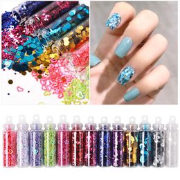 Stickers Decals 12 Bottle Colours Nail Glitter Powder Ultra-thin Nail Sequin for Nails Art Flash Foils Charms Design Manicure Decorations Sticker 230726