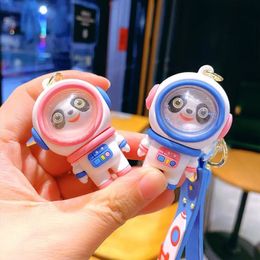 Fashion blogger designer jewelry Astronaut Panda Cartoon Doll Keychain Pendant mobile phone Keychains Lanyards KeyRings wholesale YS47