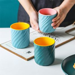 Cups Saucers European Ceramic Coffee Tea Cup Porcelain Minimalist Tumblers Cute Two-tone Drinking Water Couple Milk Office Teaware