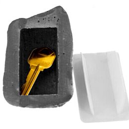 Outdoor Spare Key House Safe Hidden Hide Storage Security Rock Stone Case Box3024