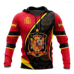 Men's Hoodies Spanish Hoodie Large Size Clothing National Emblem Printed Street Fashion Sweatshirt Oversized Tops XXS-6XL