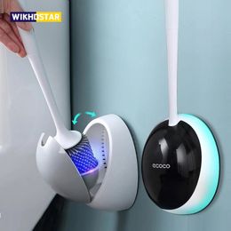 Toilet Brushes Holders WIKHOSTAR TPR Silicone Brush WC Accessories Drainable WallMounted Cleaning Tools Bathroom Sets 230726