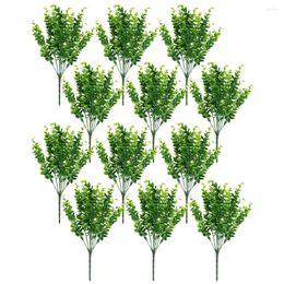 Decorative Flowers 12 Pcs Potted Green Artificial Outdoor Fakeplants Plastic Greenery Branches Ornament Artifical Bushes Outdoors