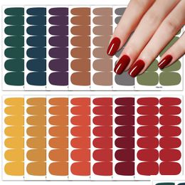 Stickers Decals 1Pcs Solid Colour Nail Fl Paste Tips Innocence Age Series Design Simple Waterproof Polish Sticker Art Decorations D Dhokx