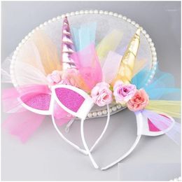 Hair Accessories Girls Flower Cat Ears Cute Headbands Children Headwear Po Props Party Hoop Hairbands Kids A304 Drop Delivery Baby Ma Dhexu