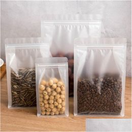 Packing Bags Frosted Stand Up Matte Bag Plastic Zipper Pouch Reusable Airtight Food Storage Packaging Smell Proof Flat Bottom Pouches Dh6Zj