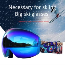 Ski Goggles Double-layer Ski Goggles With Adjustable Mirror Belt UV400 Protection Anti-fog Adult Windproof Mask Filtering Strong Light Mask 230726