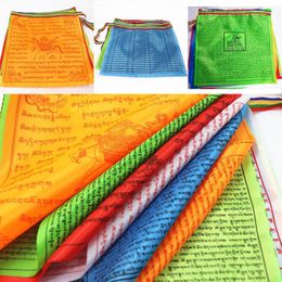 Banner Flags Religious Tibetan Buddhist Supplies Colour Print Prayer Flag Artificial Silk Tibet Lung Ta Scriptures Streamer 230727